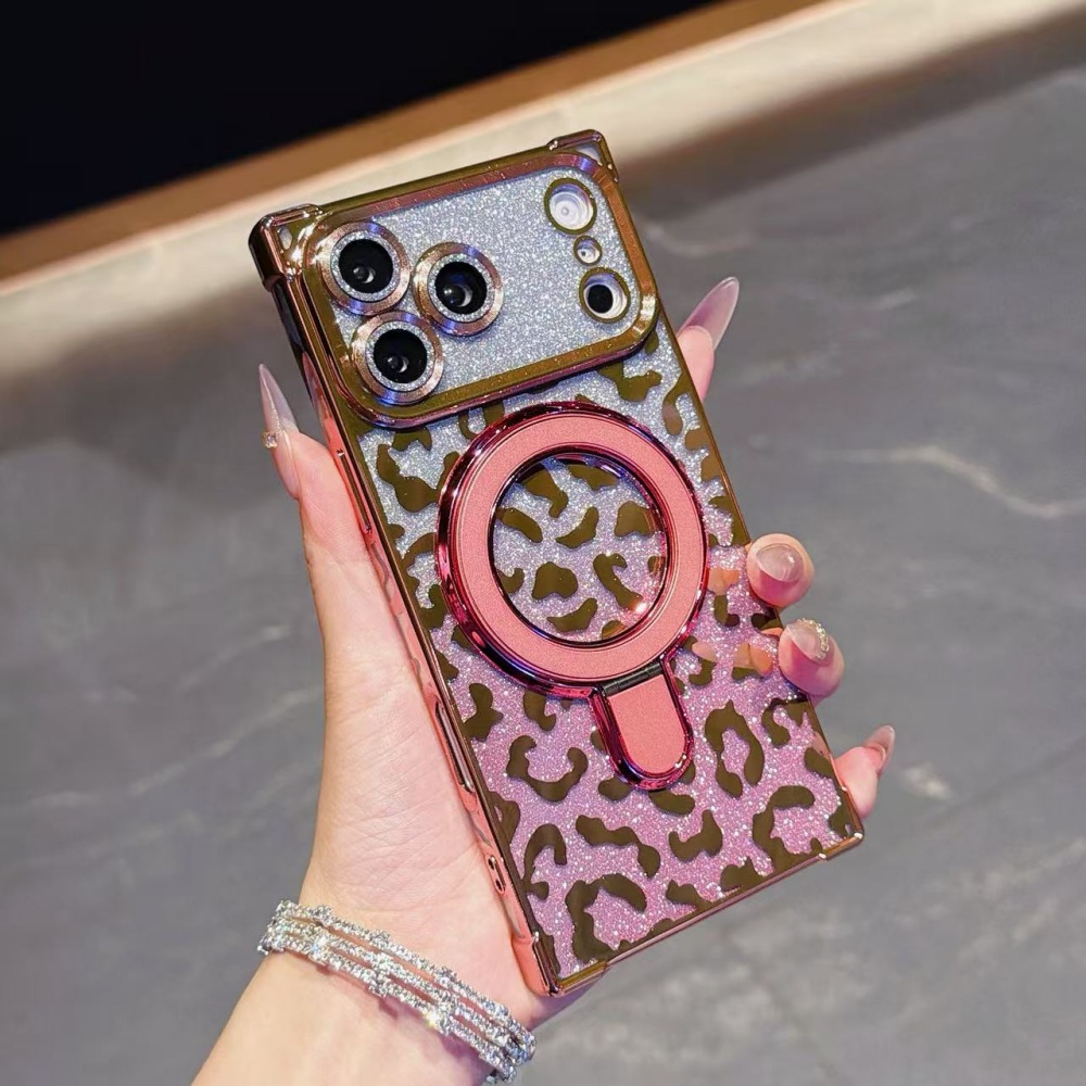 Phone Cases With Magsafe - Luxury Plated Leopard Print Glitter Magnetic