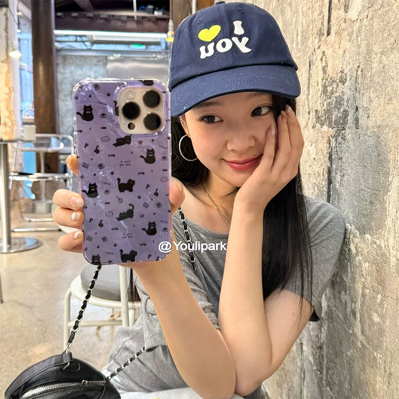 Phone Cases Cat - Ins Cute Girl Flower Purple Full