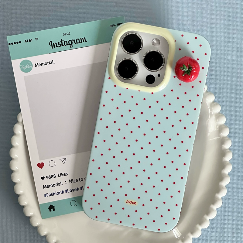 Phone Cases Polka Dot - Minimalist Black Polka Dot 3D Cherry