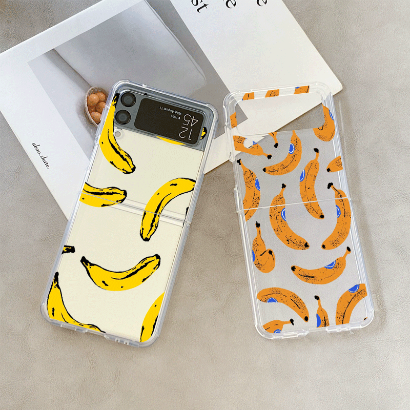 Phone Cases Z Flip 6 - Funny Yellow Banana Fruit Printed Clear