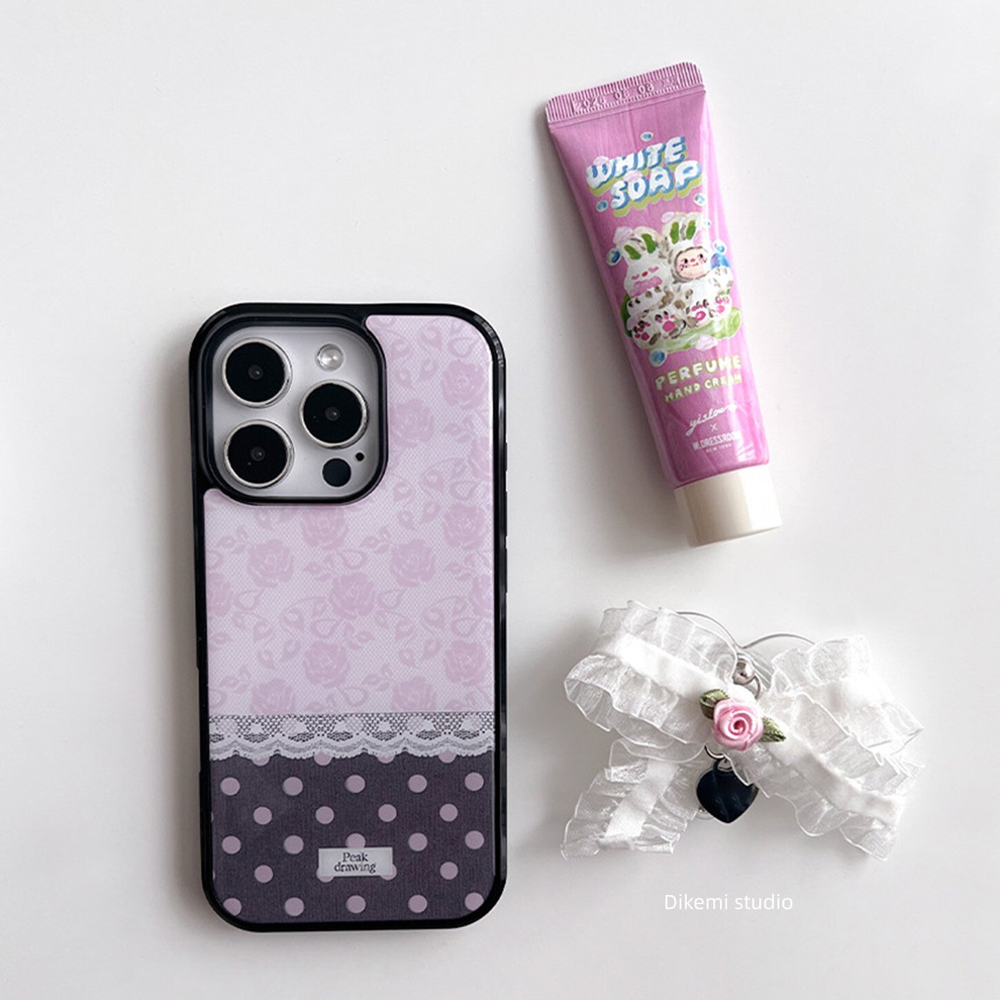 Phone Cases Polka Dot - Korean Ins Pink Rose Lace Polka
