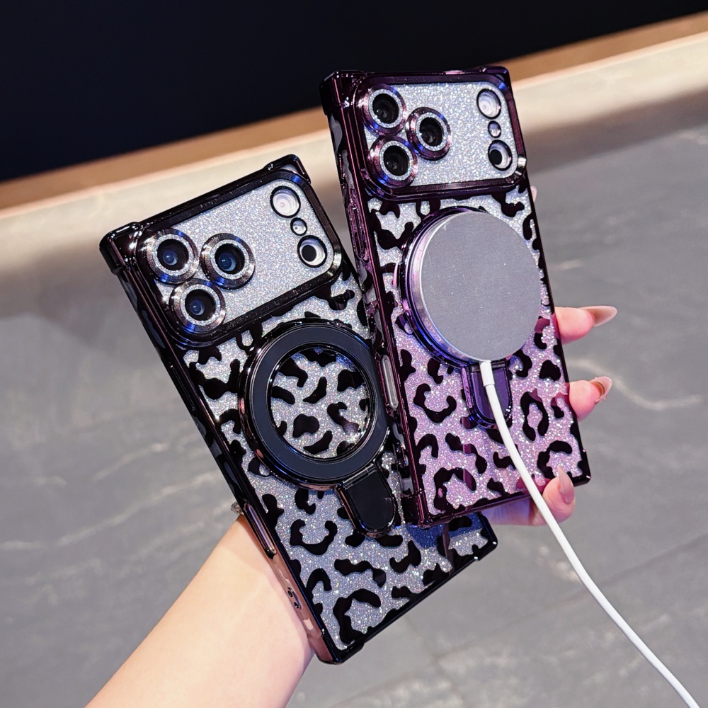 Luxury Plated Leopard Print Gl - Phone Cases With Magsafe review and price