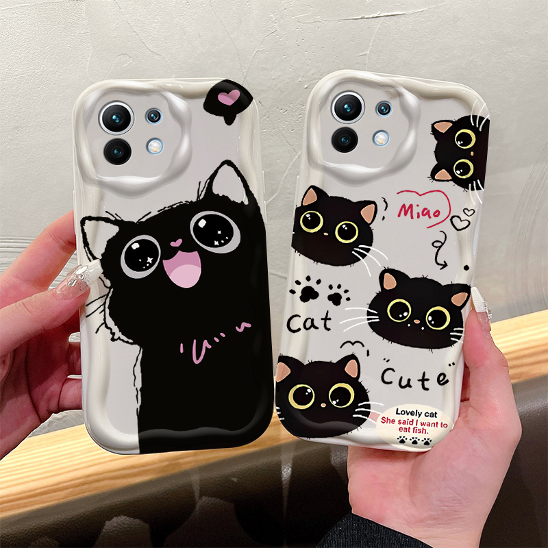 Cute Big Eyed Black Cat 3D Wav - Phone Cases Cat review and price