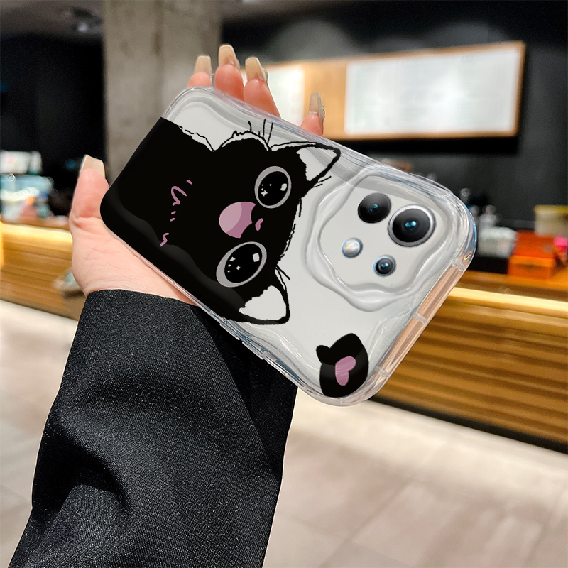 Cute Big Eyed Black Cat 3D Wav - Phone Cases Cat review and price
