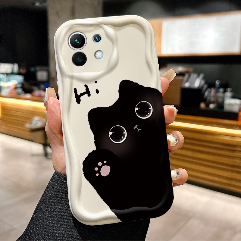 Cute Big Eyed Black Cat 3D Wav - Phone Cases Cat review and price