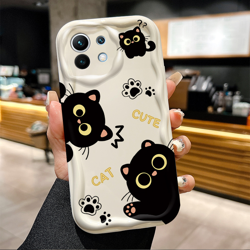Cute Big Eyed Black Cat 3D Wav - Phone Cases Cat review and price