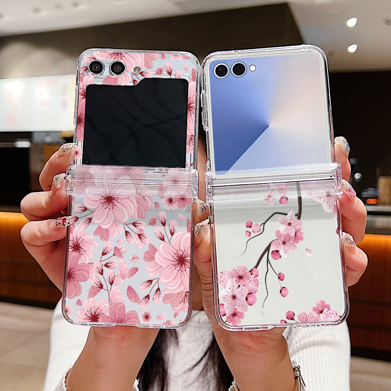 Pink Flower Printed Phone Case - Phone Cases Z Flip 6 review and price