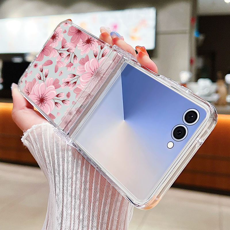 Pink Flower Printed Phone Case - Phone Cases Z Flip 6 review and price