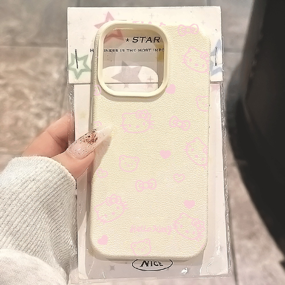 Cute HelloKitty Pink Line Cat  - Phone Cases Cat review and price
