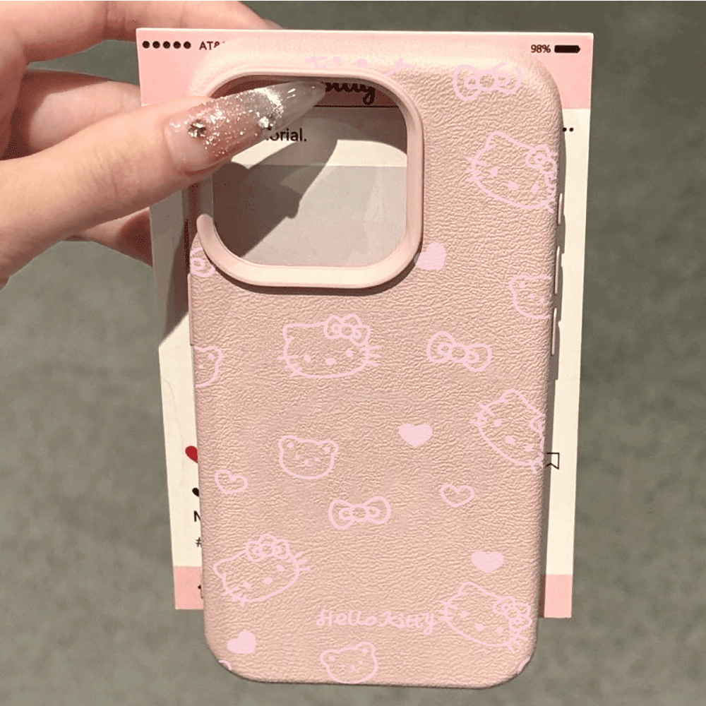 Cute HelloKitty Pink Line Cat  - Phone Cases Cat review and price