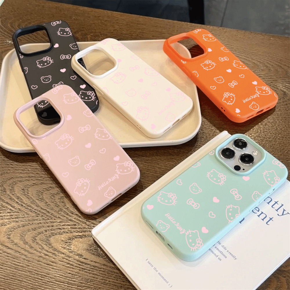 Cute HelloKitty Pink Line Cat  - Phone Cases Cat review and price