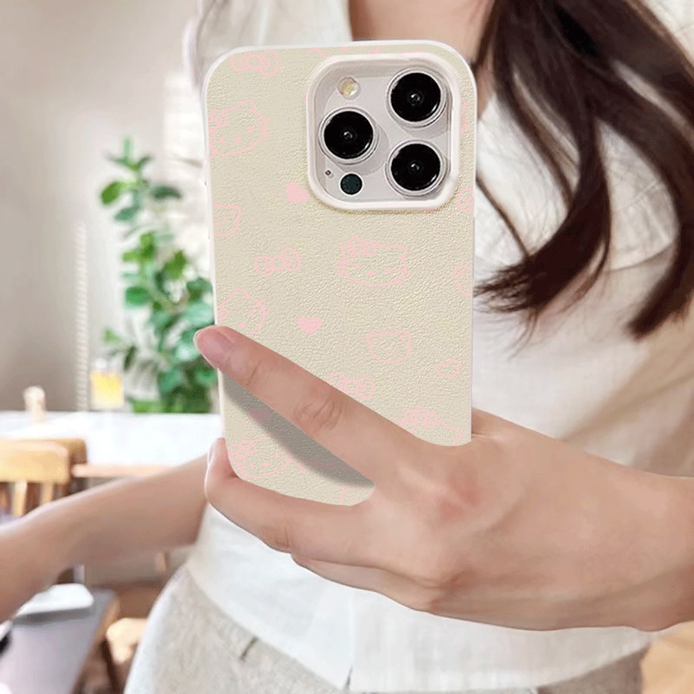 Cute HelloKitty Pink Line Cat  - Phone Cases Cat review and price
