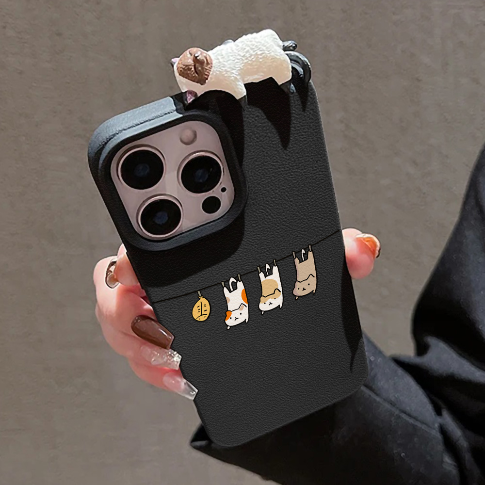 3D Cute Cartoon Cat Leather Ca - Phone Cases Cat review and price