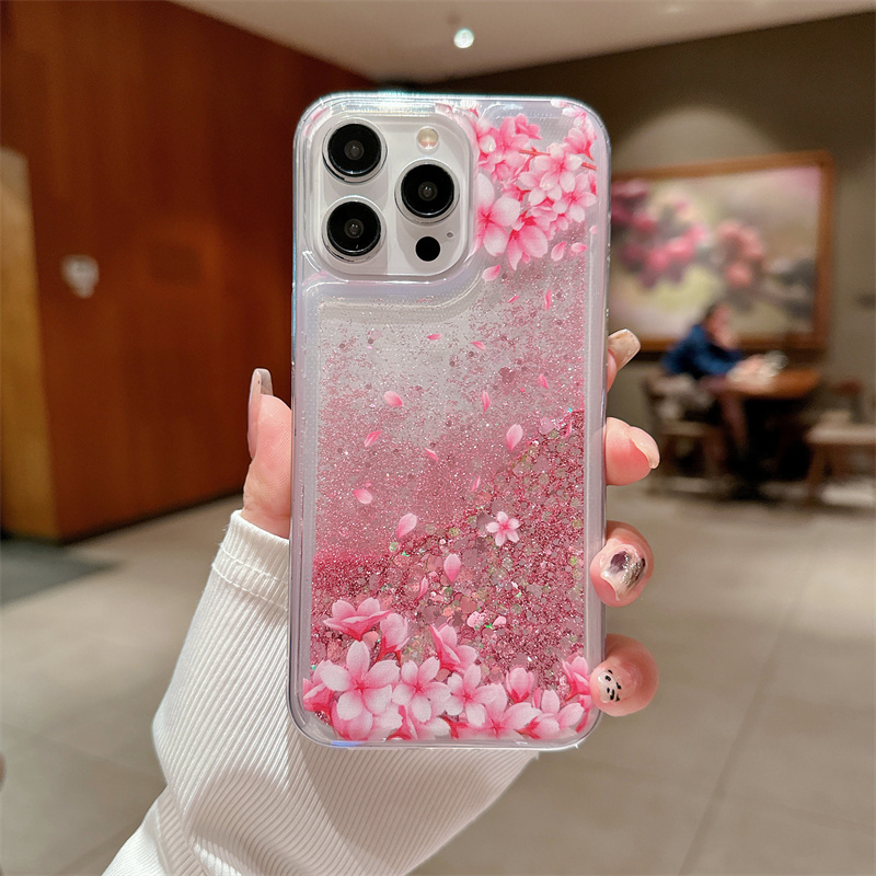 Peach Blossom Glitter Quicksan - Phone Cases Burga review and price