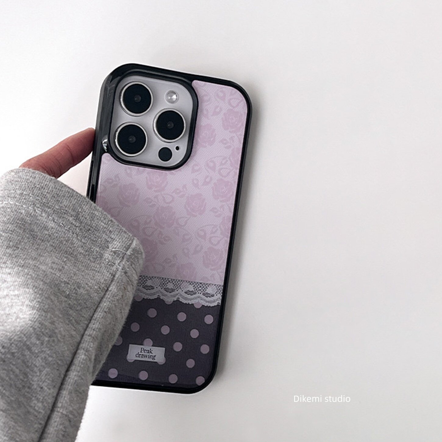 Korean Ins Pink Rose Lace Polk - Phone Cases Polka Dot review and price