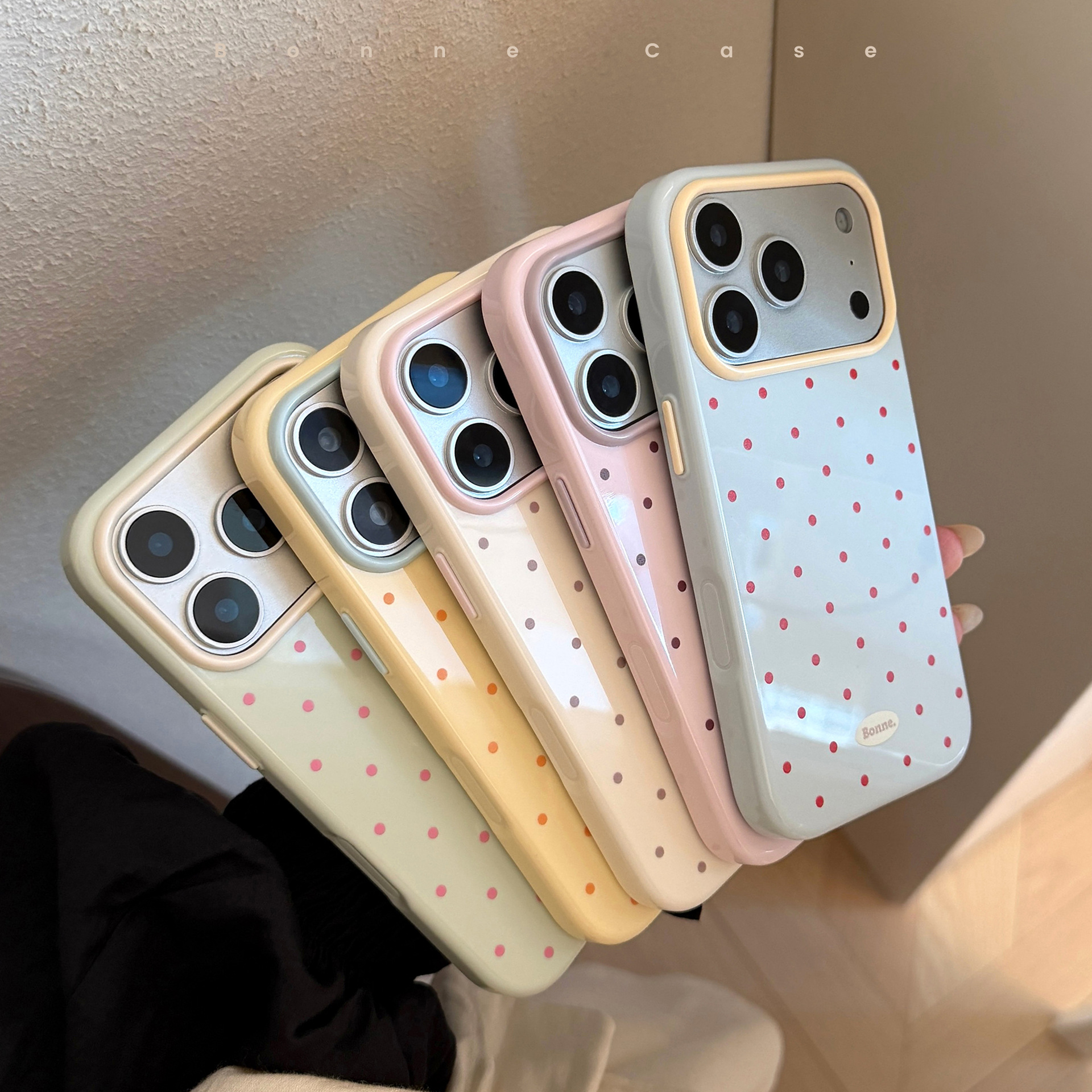 Korean Macaron Color Blocking  - Phone Cases Polka Dot review and price