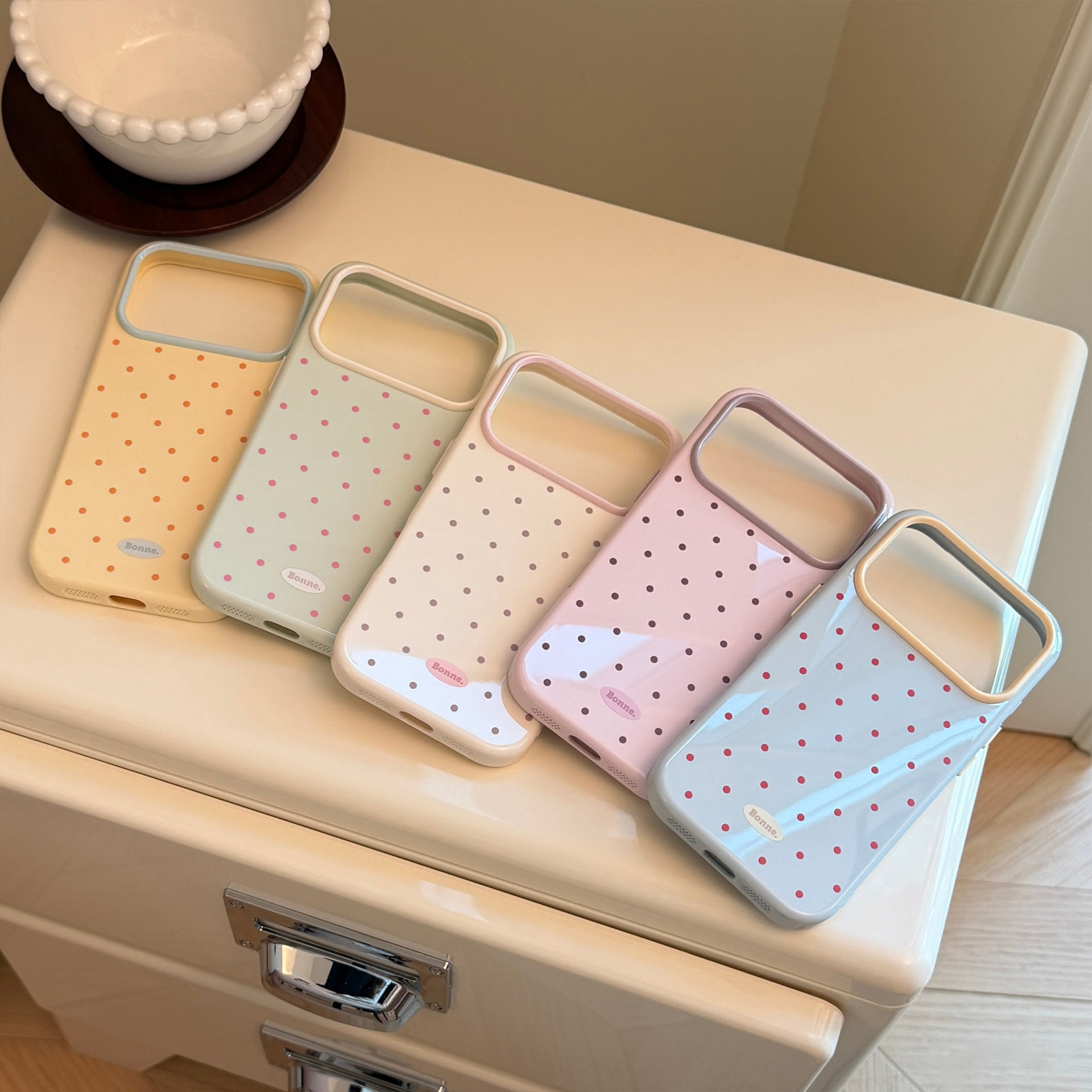 Korean Macaron Color Blocking  - Phone Cases Polka Dot review and price