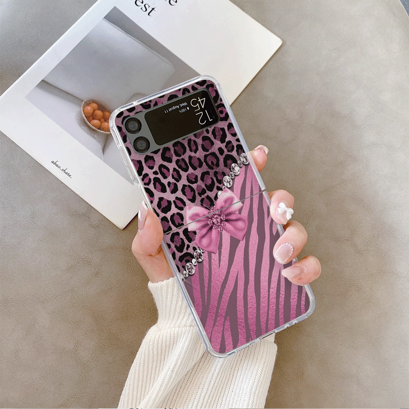 Creative Pink Blue Bow Leopard - Phone Cases Z Flip 6 review and price